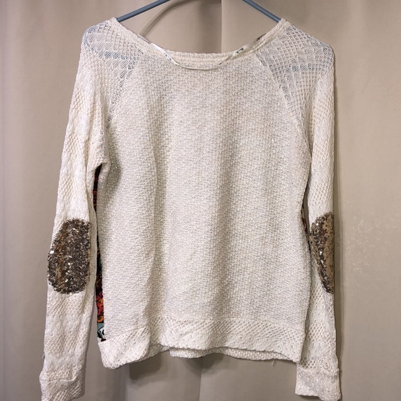 Miss Me‎ Floral Long Sleeve Sparkle Lightweight Top Women’s Sz Medium - Picture 8 of 10